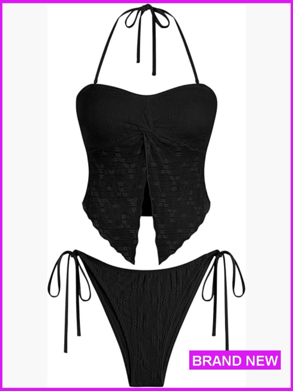 Floral Twist Tankini Bikini Set Two Piece Swimsuit Halter Tie Side String